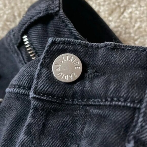 Zadig and Voltaire cropped elios spikes button fly black jeans (sz FR 25) - Picture 8 of 12
